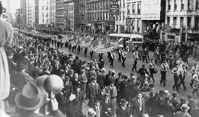 Nazi sympathisers marching down New York's Park Avenue